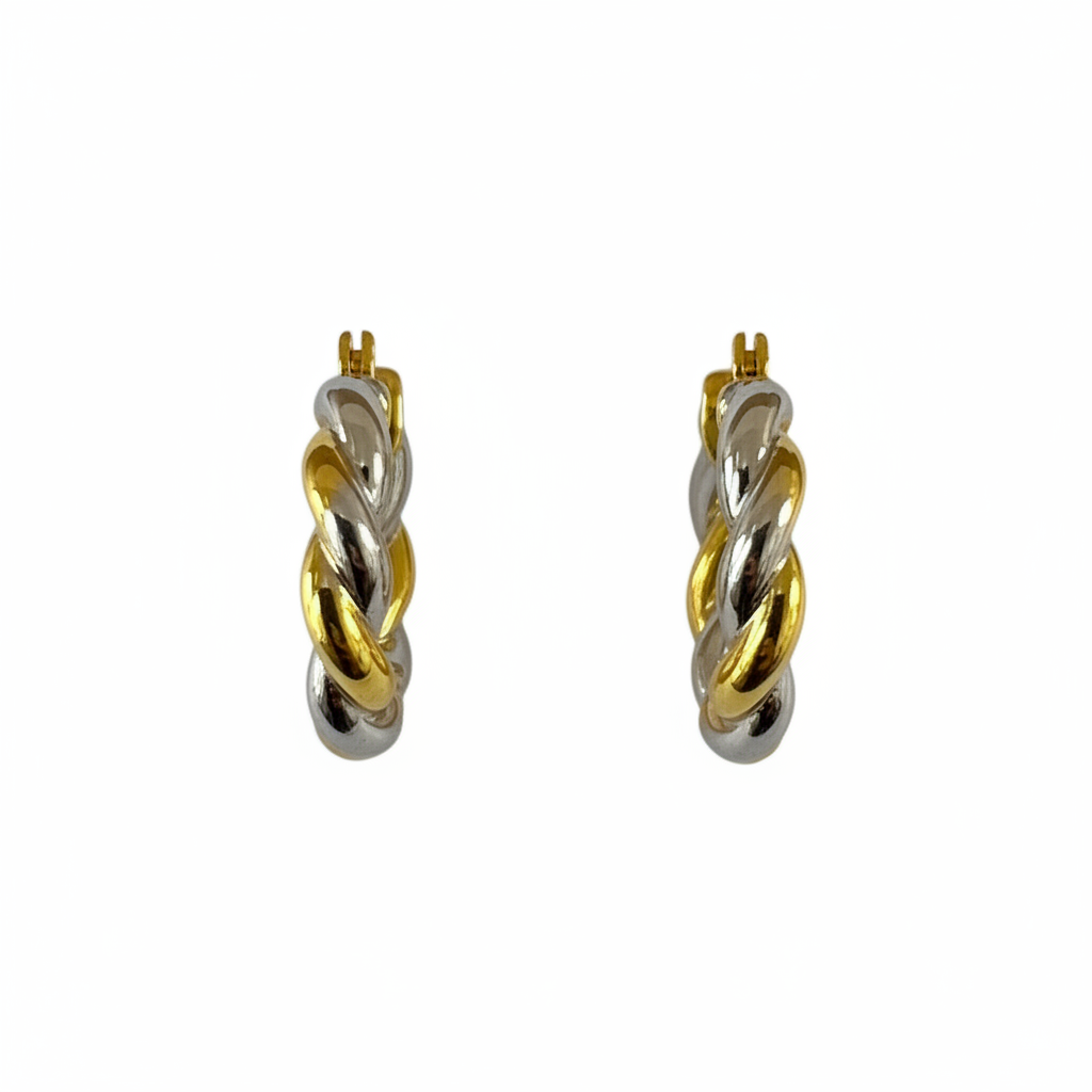 أقراط TAAZLUXE™ S925 Twisted Classy Huggie Hoops | 18KWY Gold Vermeil