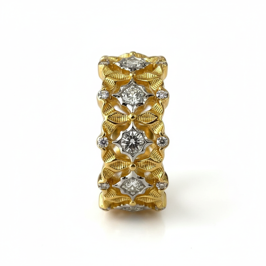 Two-Tone Filigree Ring Gold White - Standing