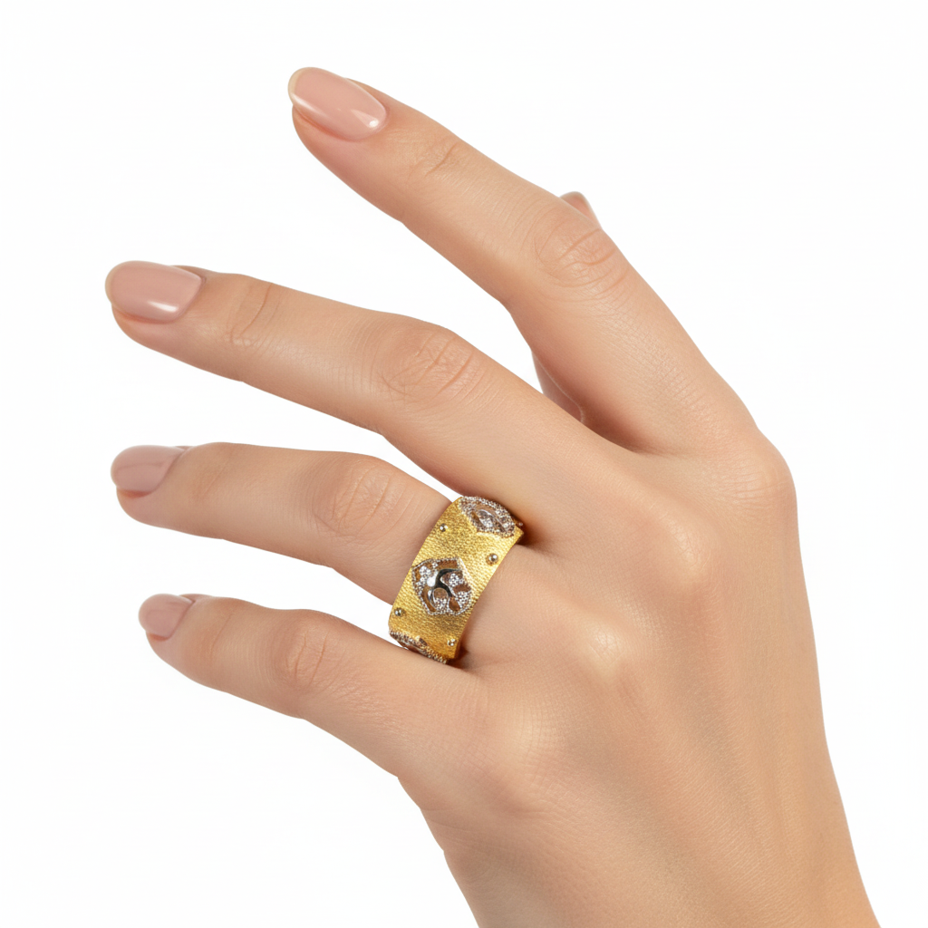 Two-Tone Textured Ring - On Hand