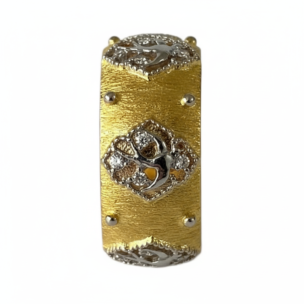 Two-Tone Textured Ring - Sharp Clear Standing