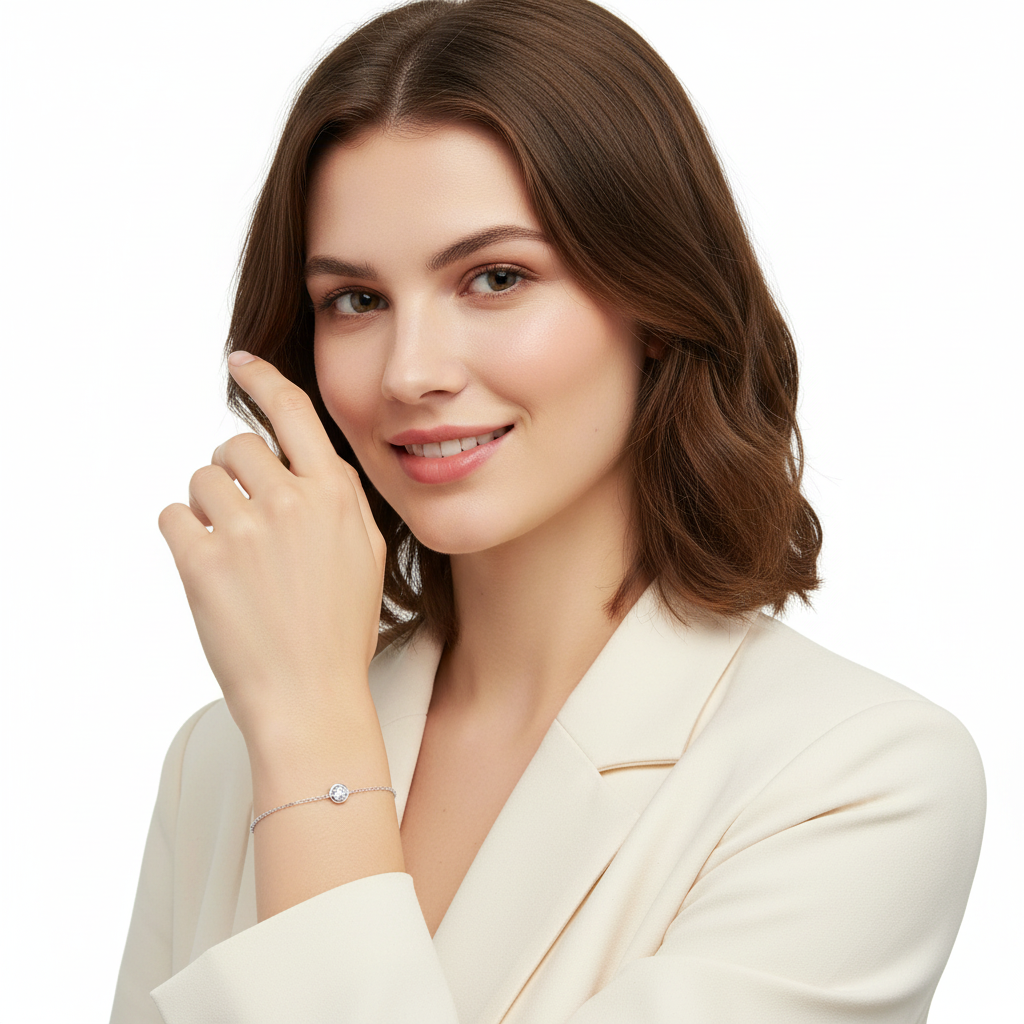 White Gold CZ Bracelet - Model 6