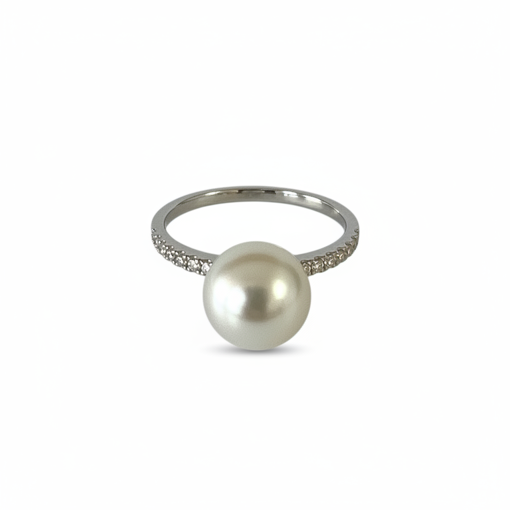 White Pearl Ring - Standing Straight