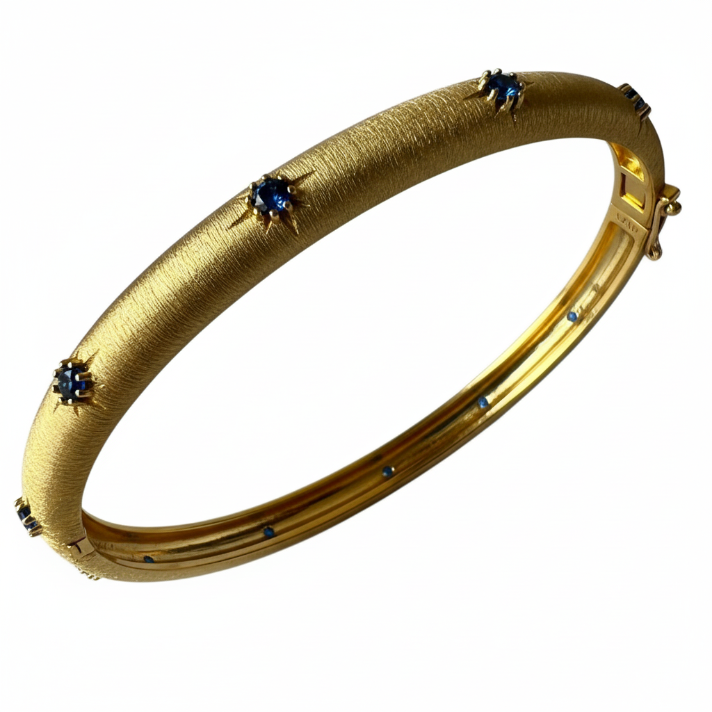 TAAZLUXE™ S925 Bangle with Blue CZ | 18KY Gold Vermeil