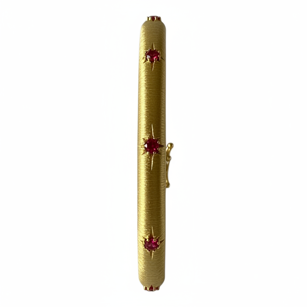 Yellow Gold Bangle Red CZ - Ultra Standing