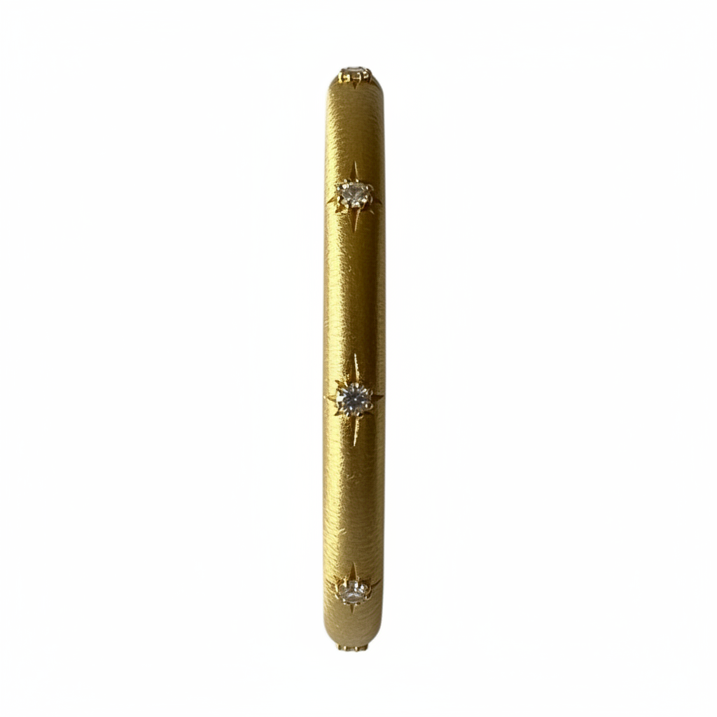 Yellow Gold Bangle White CZ - Ultra Side