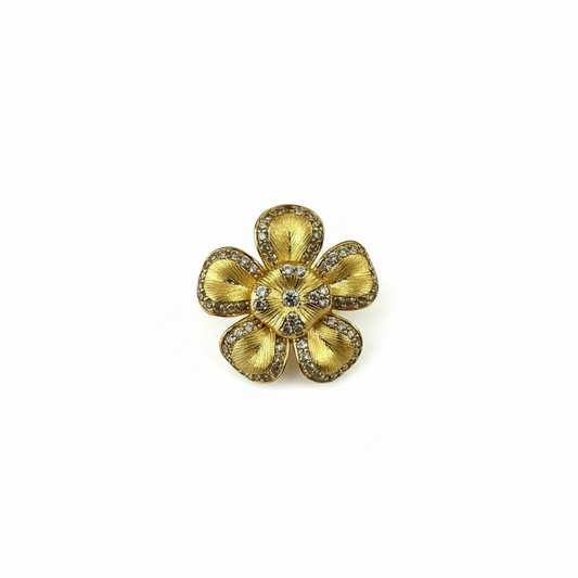 Yellow Gold Flower Brooch Smaller