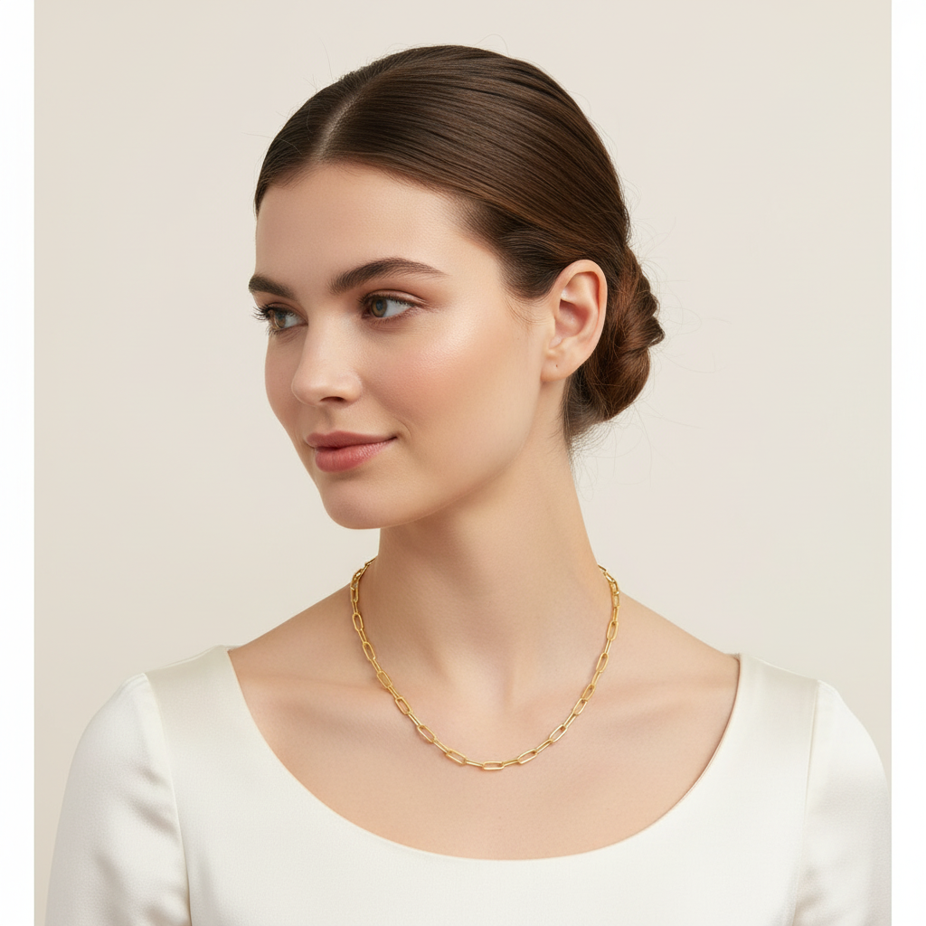 Yellow Gold Paperclip - Cream Background