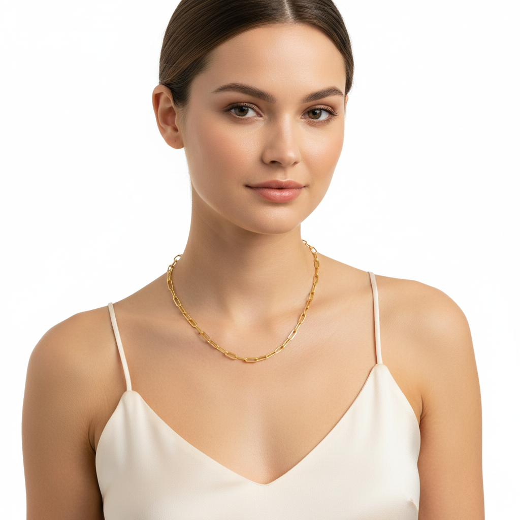 Yellow Gold Paperclip - White