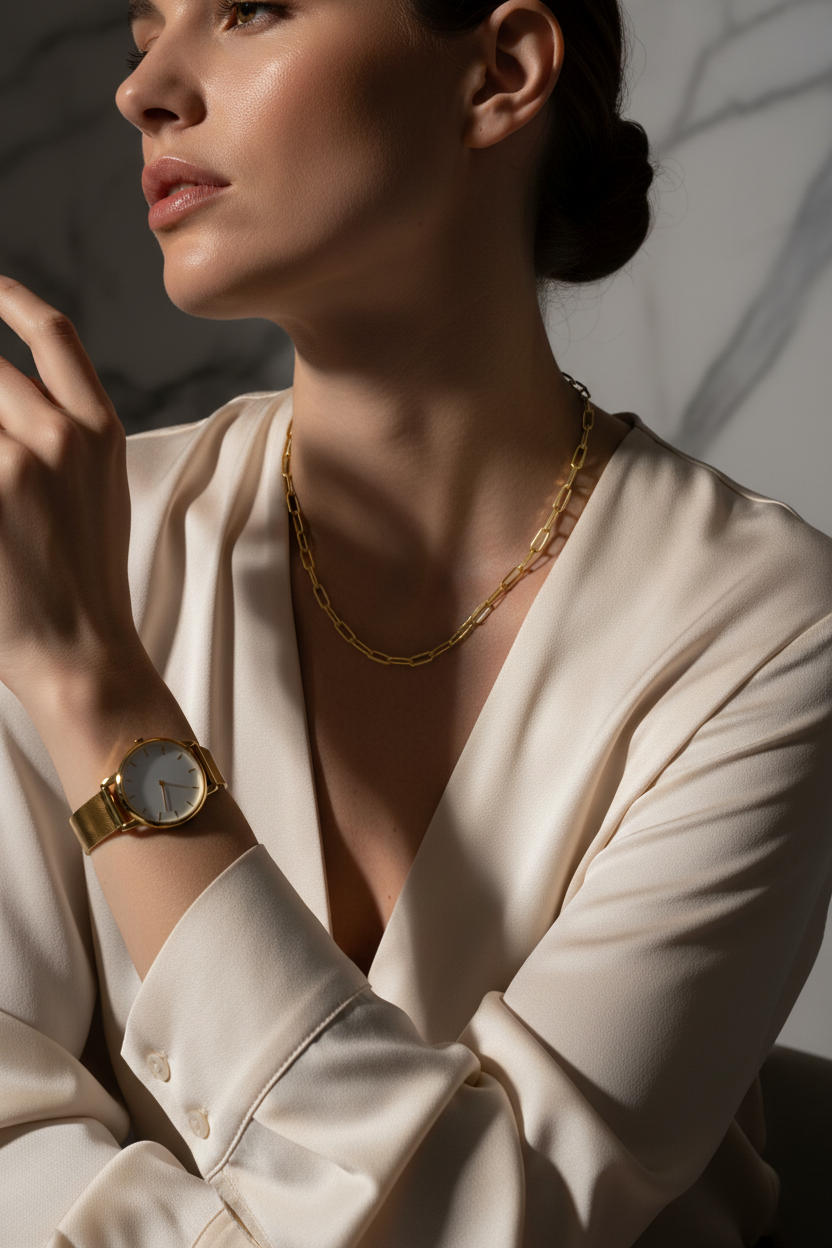 Yellow Gold Paperclip - With Watch