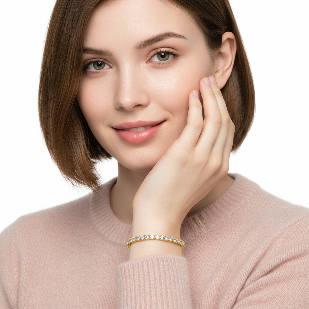 Yellow Gold Tennis Bracelet 5mm Thinner