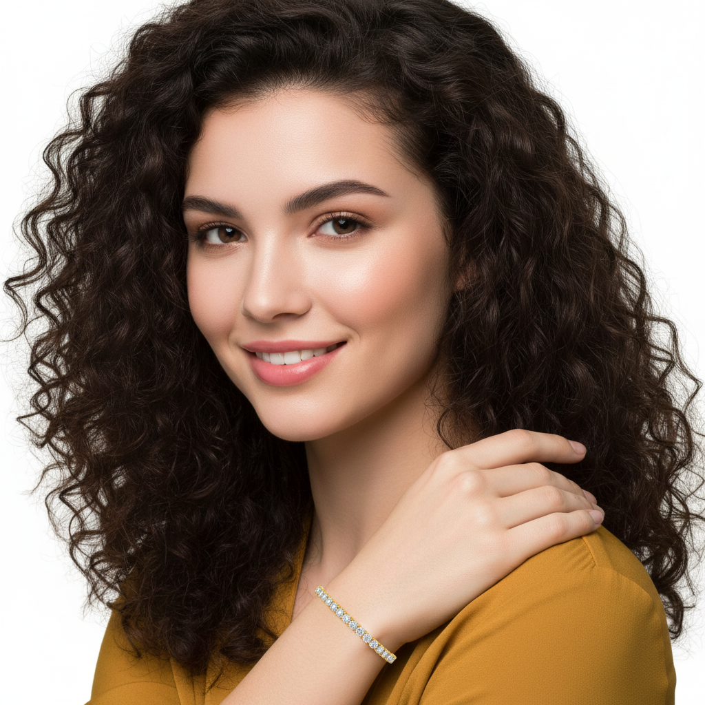 Yellow Gold Tennis Bracelet 6.55mm Thinner